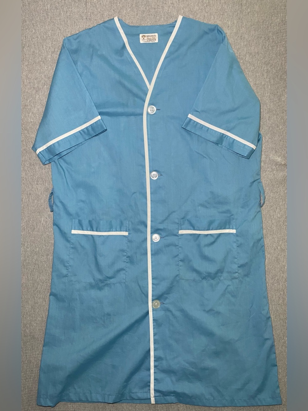 Vintage Diplomat Shave n Robe Mens Medium Blue Short Sleeve Housecoat 70s